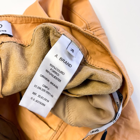 A. Brand Brazilian Brand (36) Fits W24 Leather Cargo Jogger Pants Beige Womens - Picture 9 of 12
